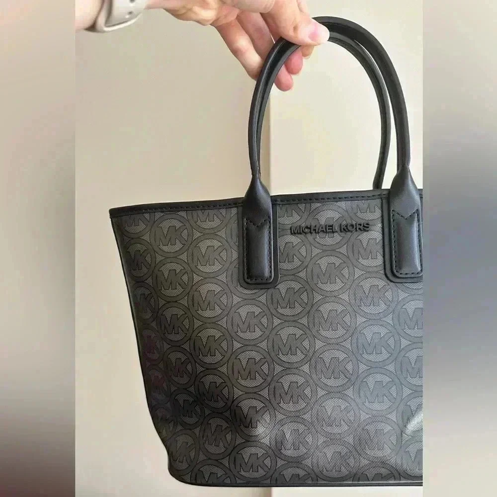MICHAEL KORS Jodie Small Logo Jacquard Tote Bag Small Tote - Black MSRP $348 NWT